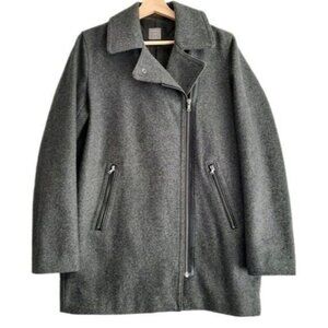 GAP Short Moto Coat Jacket Wool Blend Grey Sz M